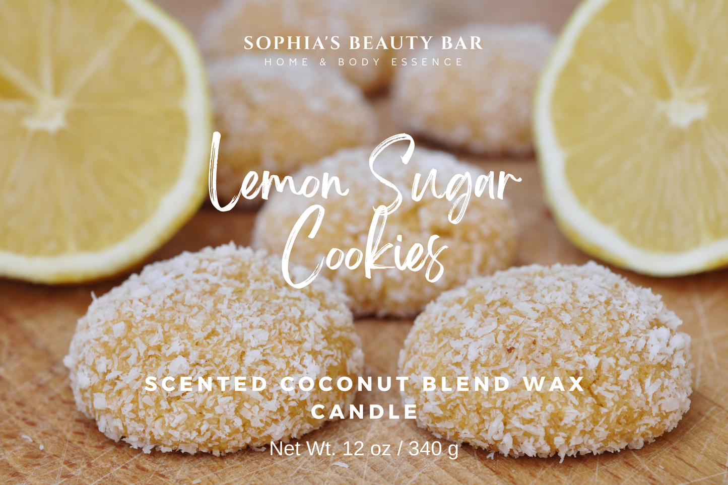 Lemon Sugar Cookies Coconut Soy Wax Candle, Double Wick 12 oz/ 340 g