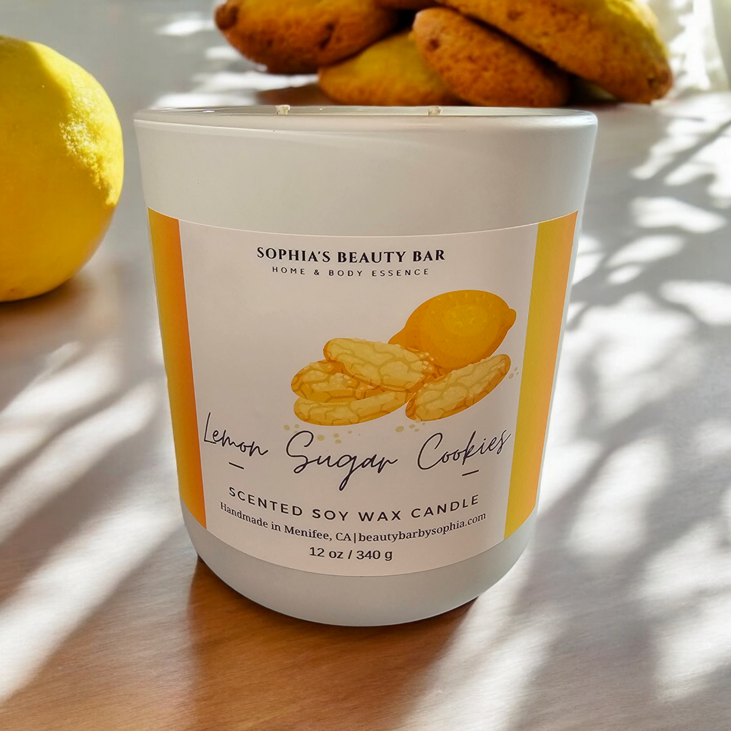 Lemon Sugar Cookies Coconut Soy Wax Candle, Double Wick 12 oz/ 340 g