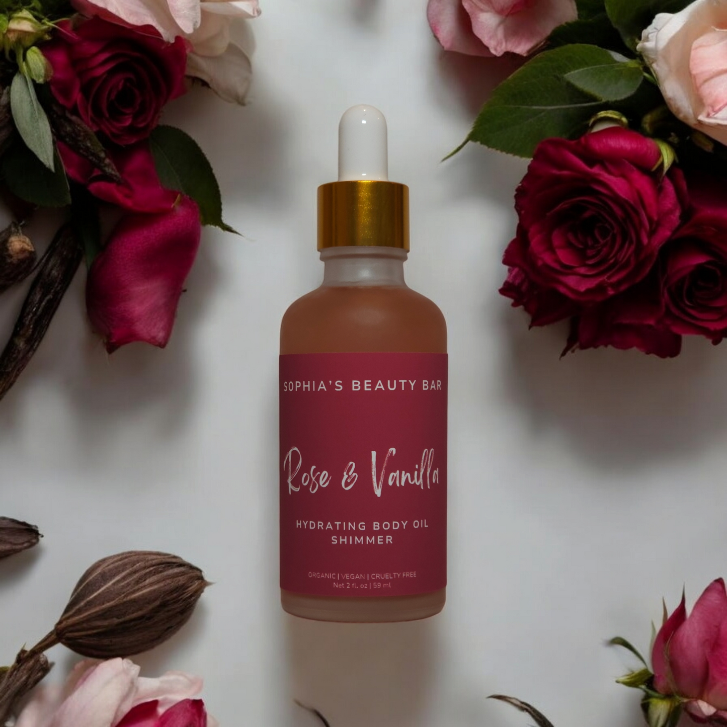 Rose & Vanilla Shimmer Body Oil 2 oz / 59 ml