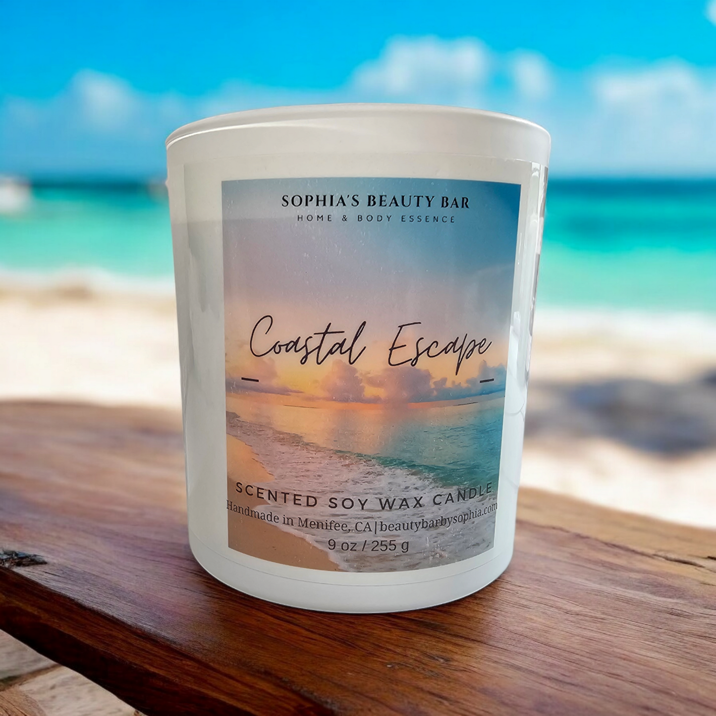 Coastal Escape Coconut Soy Candle, Single Wick 9oz/ 255g